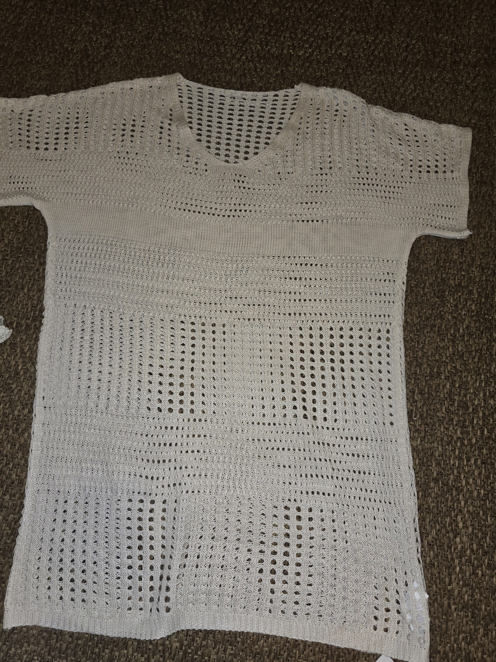 Cupshe Cream Open-Knit V-Neck Tunic